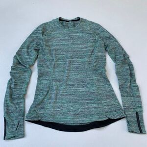 Lululemon Swiftly Tech Long Sleeve Green Heather Size 6 Thumbholes Running Top